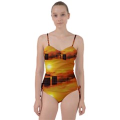 City Sun Clouds Smog Sky Yellow Sweetheart Tankini Set by HermanTelo