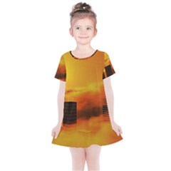 City Sun Clouds Smog Sky Yellow Kids  Simple Cotton Dress