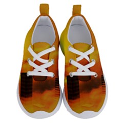 City Sun Clouds Smog Sky Yellow Running Shoes by HermanTelo