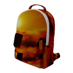 City Sun Clouds Smog Sky Yellow Flap Pocket Backpack (large) by HermanTelo