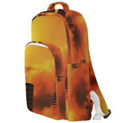 City Sun Clouds Smog Sky Yellow Double Compartment Backpack by HermanTelo