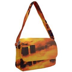 City Sun Clouds Smog Sky Yellow Courier Bag by HermanTelo