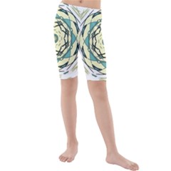 Circle Vector Background Abstract Kids  Mid Length Swim Shorts