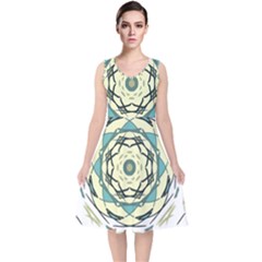 Circle Vector Background Abstract V-neck Midi Sleeveless Dress 