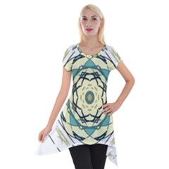 Circle Vector Background Abstract Short Sleeve Side Drop Tunic