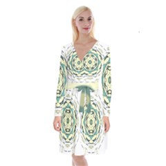 Circle Vector Background Abstract Long Sleeve Velvet Front Wrap Dress