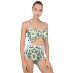 Circle Vector Background Abstract Scallop Top Cut Out Swimsuit