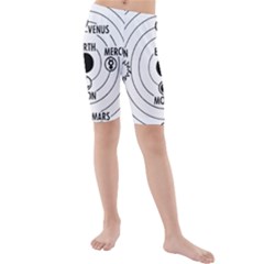 Earth Geocentric Jupiter Mars Kids  Mid Length Swim Shorts