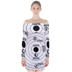 Earth Geocentric Jupiter Mars Long Sleeve Off Shoulder Dress by HermanTelo