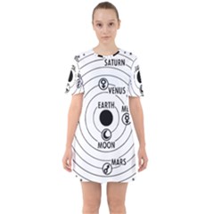 Earth Geocentric Jupiter Mars Sixties Short Sleeve Mini Dress by HermanTelo