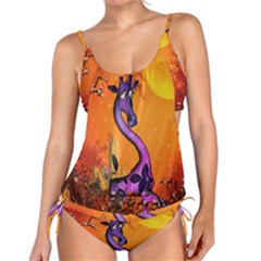 Funny Giraffe In The Night Tankini Set by FantasyWorld7