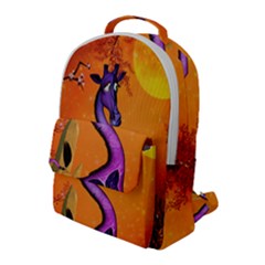 Funny Giraffe In The Night Flap Pocket Backpack (large) by FantasyWorld7