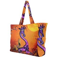 Funny Giraffe In The Night Simple Shoulder Bag by FantasyWorld7