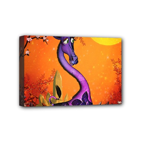 Funny Giraffe In The Night Mini Canvas 6  X 4  (stretched) by FantasyWorld7