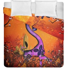 Funny Giraffe In The Night Duvet Cover Double Side (king Size) by FantasyWorld7