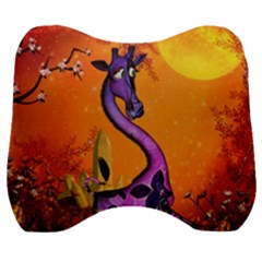 Funny Giraffe In The Night Velour Head Support Cushion by FantasyWorld7