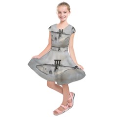 Awesome Whale In The Sky Kids  Short Sleeve Dress by FantasyWorld7