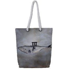 Awesome Whale In The Sky Full Print Rope Handle Tote (small) by FantasyWorld7