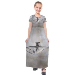 Awesome Whale In The Sky Kids  Short Sleeve Maxi Dress by FantasyWorld7