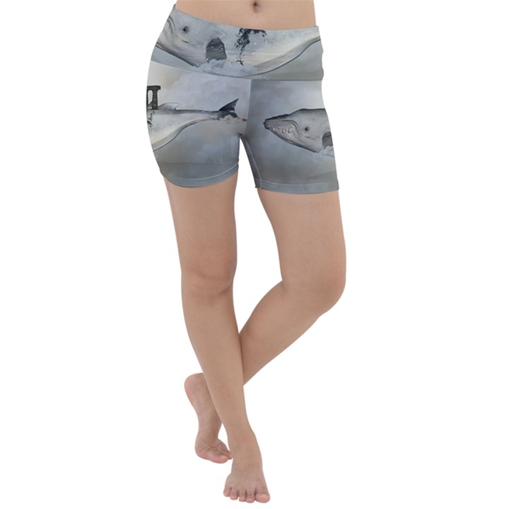 Awesome Whale In The Sky Lightweight Velour Yoga Shorts