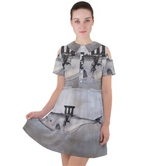 Awesome Whale In The Sky Short Sleeve Shoulder Cut Out Dress  by FantasyWorld7