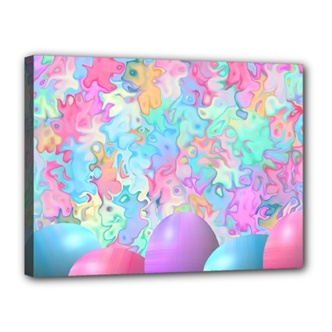 Eggs Happy Easter Rainbow Canvas 16  X 12  (stretched) by HermanTelo