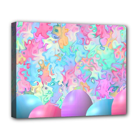 Eggs Happy Easter Rainbow Deluxe Canvas 20  X 16  (stretched)