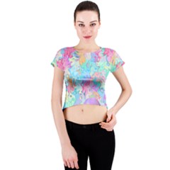 Eggs Happy Easter Rainbow Crew Neck Crop Top