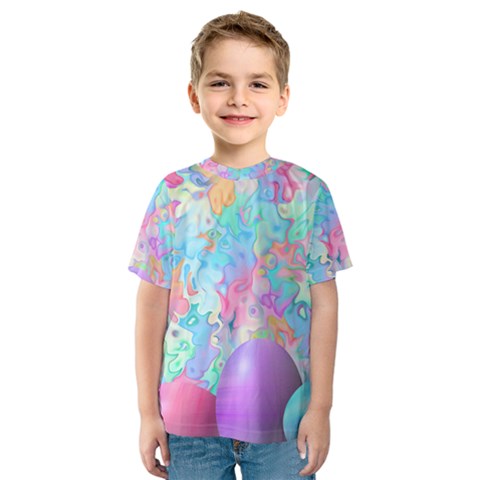 Eggs Happy Easter Rainbow Kids  Sport Mesh Tee by HermanTelo