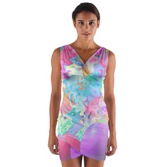 Eggs Happy Easter Rainbow Wrap Front Bodycon Dress