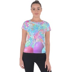 Eggs Happy Easter Rainbow Short Sleeve Sports Top 