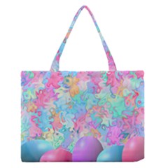 Eggs Happy Easter Rainbow Zipper Medium Tote Bag