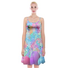 Eggs Happy Easter Rainbow Spaghetti Strap Velvet Dress