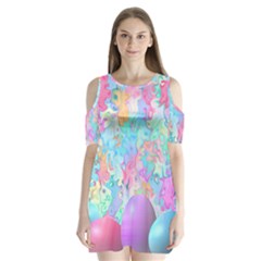 Eggs Happy Easter Rainbow Shoulder Cutout Velvet One Piece