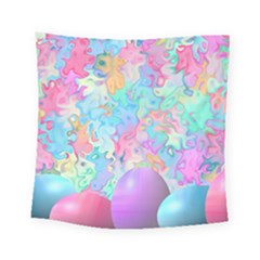 Eggs Happy Easter Rainbow Square Tapestry (small)