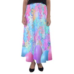 Eggs Happy Easter Rainbow Flared Maxi Skirt