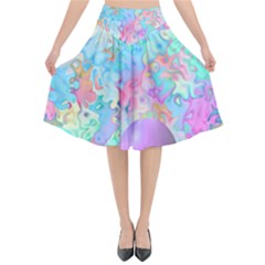 Eggs Happy Easter Rainbow Flared Midi Skirt