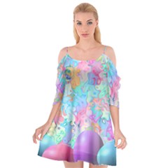 Eggs Happy Easter Rainbow Cutout Spaghetti Strap Chiffon Dress