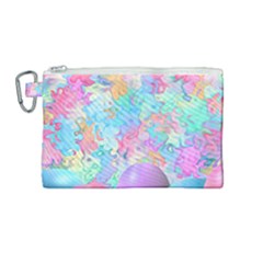 Eggs Happy Easter Rainbow Canvas Cosmetic Bag (medium) by HermanTelo