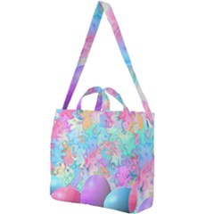 Eggs Happy Easter Rainbow Square Shoulder Tote Bag by HermanTelo