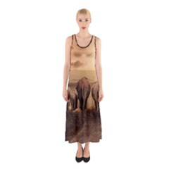 Elephant Dust Road Africa Savannah Sleeveless Maxi Dress