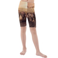 Elephant Dust Road Africa Savannah Kids  Mid Length Swim Shorts