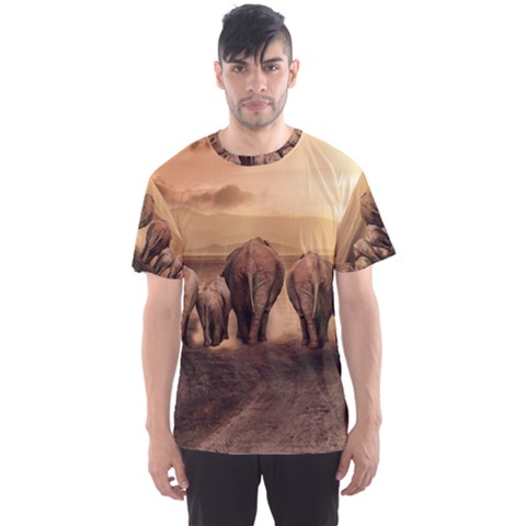 Elephant Dust Road Africa Savannah Men s Sports Mesh Tee by HermanTelo