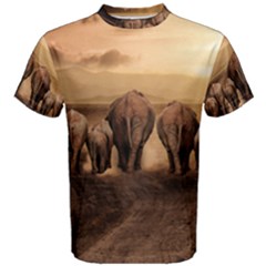 Elephant Dust Road Africa Savannah Men s Cotton Tee by HermanTelo