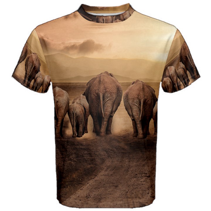 Elephant Dust Road Africa Savannah Men s Cotton Tee