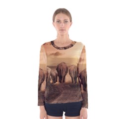 Elephant Dust Road Africa Savannah Women s Long Sleeve Tee