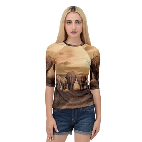 Elephant Dust Road Africa Savannah Quarter Sleeve Raglan Tee by HermanTelo