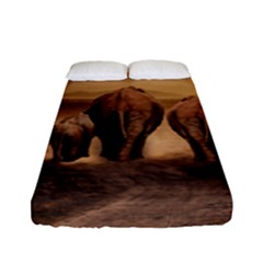 Elephant Dust Road Africa Savannah Fitted Sheet (full/ Double Size) by HermanTelo