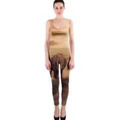 Elephant Dust Road Africa Savannah One Piece Catsuit by HermanTelo