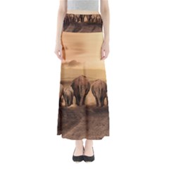 Elephant Dust Road Africa Savannah Full Length Maxi Skirt